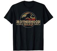 Motherhood is A Walk in The Park Men Black Cotton T-Shirt Print Tee Shirts XL