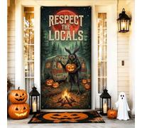 Mothman Camping Citazione Halloween Door Covers 91x182 pollici | Cryptid Folklore Theme, Portico Banner, Vintage Camping Illustrazione, Woodland Campfire Scena, Spettrale Stagione Decor