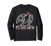 Mothman, Devi Essere Avvertito | Omen Warning Alt Halloween Horror Maglia a Manica