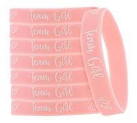 MOTHNUR 12 pezzi Braccialetti Team Girl in Silicone Elastici Regolabili per Shower e Festa Gender Reveal Fasce Morbide e Comode per Adulti