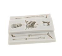 MOTHNUR 2 Pezzi Stampi Halloween in Silicone Alimentare Forme Teschio Resistenti al Calore per Biscotti Cioccolato Fondente e Gelatina Riutilizzabili per Dolci Tema Spooky