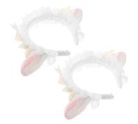 MOTHNUR 2pezzi Cerchietto Con Orecchie Di Pecora Morbido Accessorio Costume Per Halloween e Feste Peluche e Pizzo Per Cosplay e Decorazione