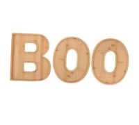 MOTHNUR 3 pezzi Vassoio in Legno Forma di Lettere Boo per Halloween da Piatti Bamboo per Frutta Dolci e Snack Decorazioni Festa Resistente e Facile da Pulire per Buffet e Party Tema