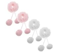 MOTHNUR 4 Pezzi Fluffy Hair Pom Poms Elastic Hair Bands For Teens Soft Plush Scrunchies For Ponytails Buns And Everyday Hairstyles Cute