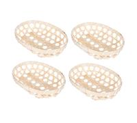 MOTHNUR 4 pezzi Vassoi Intrecciati in Bamboo per Frutta e Snack Piatti Decorativi Semplici e Portatili per Cucina e Casa