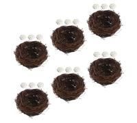 MOTHNUR 6 Set Nidi Artigianali in Rattan con Uova Decorazione per Giardino Balcone Festa e Resistente e Versatile per Interni ed Esterni
