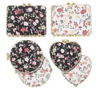 MOTHNUR 6 Specchietti Pieghevoli Bifacciali Retrò in Vetro Mini Specchio da Trucco Portatile Rotondo e Rettangolare Set Compatto per Donna da Viaggio e Uso Quotidiano