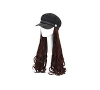 MOTHNUR Cappello Parrucca Donna One-piece con Capelli Lunghi Ricci Estensione Capelli Sintetici Alta Temperatura Cappellino Moda Marrone per Feste Cosplay e Occasioni Speciali