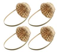 MOTHNUR Cesto Intrecciato a Mano in Bambù Manico Flessibile, Set 4 Pezzi, Contenitore per Fiori e Frutta Leggero e Portatile, per Decorazioni Casa e All’aperto