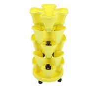 MOTHNUR Fioriera Multistrato A Torre Per Fragole Per Giardino Vasi Da Fiori Impilati Vasi Da Esterno Impilabili Fioriera Per Fragole Abs Giallo