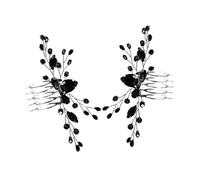 MOTHNUR Pettini Laterali per Chioma da Sposa Vintage 2 Pezzi Strass Neri, Accessori Decorativi per Matrimonio e Damigelle, Pettini Eleganti per Acconciature Nuziali e Feste Speciali