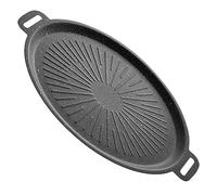 MOTHNUR Piastra Barbecue Antiaderente Pietra Lavica Padella Grill per Carne e Verdure Teglia Resistente con Manici Protettivi per Cucina e Outdoor