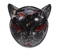 MOTHNUR Scultura Testa di Gatto in Resina Nera con Occhi Cremisi Statua Decorativa Contemporanea per Casa e Ufficio Figurina Artistica per Mensola e Scrivania Ornamento Unico per Amanti