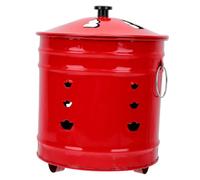 MOTHNUR Secchio Inceneritore Smaltato Rosso Resistente per Bruciare Carta e Rifiuti da Giardino Ventilazione e Isolamento Facile da Pulire e Spostare Uso Esterno e Parco
