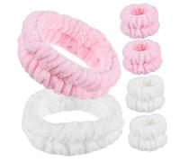 MOTHNUR Set 4 Pezzi Fasce Elastiche per Viso e Braccialetti Spa, Fascia per Chioma e Polsini Assorbenti, Taglia Unica, per Skincare, Trucco, Bagno e Sport Donna