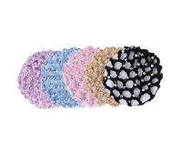 MOTHNUR Set 5 Pezzi Scaldacollo Elastico e Retina Per Chioma Uncinetto Colorato Perline, Reti Per Chioma Chignon, Accessori Per Danza, Feste e Spettacoli