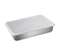 MOTHNUR Teglia in Acciaio Resistente Profonda con Rete e Coperchio Contenitore Multiuso per Preparazione e Cottura Barbecue per Cucina e Campeggio