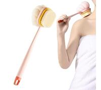 MotiBa Spazzola da bagno per il corpo 2 in 1, con setole morbide e luffa, esfoliante e pulente, manico rotondo, spazzola da bagno a doppia faccia per la doccia e la pelle liscia e luminosa, per uomini