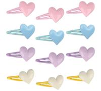 MOTIBACK 12 fermagli per capelli a forma di cuore, per ragazze, antiscivolo e delicati sulla pelle, ideali per tutti i giorni, feste e regali di compleanno, adatti per bambini, neonati e ragazze