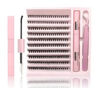 MOTIBACK 200 Pezzi Ciglia Finte Ciuffetti, Extension Ciglia 30D con 10-16mm Mix, Ciglia Finte Naturali per Principianti a Casa, Lash extension kit con colla e dispositivo di rimozione