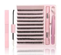 MOTIBACK 200 Pezzi Ciglia Finte Ciuffetti, Extension Ciglia 40D con 10-16mm Mix, Ciglia Finte Naturali per Principianti a Casa, Lash extension kit con colla e dispositivo di rimozione