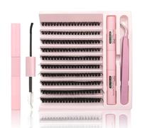 MOTIBACK 200 Pezzi Ciglia Finte Ciuffetti, Extension Ciglia 50D con 10-16mm Mix, Ciglia Finte Naturali per Principianti a Casa, Lash extension kit con colla e dispositivo di rimozione