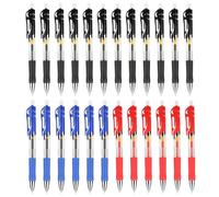 MOTIBACK 24 penne gel retrattili multicolore - Penna a sfera a pulsante con 12 penne nere + 6 blu + 6 rosse da 0,5 mm, per scuola e ufficio, penne a punta fine per scrittura liscia