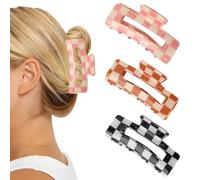 MOTIBACK 3 fermagli per capelli con motivo a quadri, grandi fermagli antiscivolo per donne e ragazze, design antiscivolo per tutti i tipi di capelli
