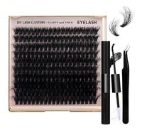MOTIBACK 380 Pezzi Ciglia Finte Ciuffetti, Extension Ciglia 200D con 10-16mm Mix, Ciglia Finte Naturali per Principianti a Casa, Lash extension kit con colla e dispositivo di rimozione