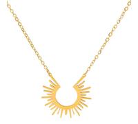 MOTIBACK Collana con disco solare dorato in acciaio inox (42-48 cm), design moderno, adatta per l'uso quotidiano e festival, per donne alla moda