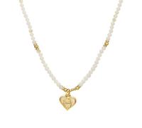 MOTIBACK Collana girocollo con perline a forma di cuore, da donna, con perline bianche e dorate, collana girocollo con perline bohémien, regolabile, regalo estivo da spiaggia