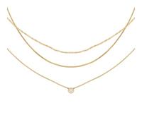 MOTIBACK Collana placcata oro multistrato con ciondolo di cristallo, impermeabile e ipoallergenico, lunghezza regolabile, per uso quotidiano e festivo, ideale per le donne come idea regalo