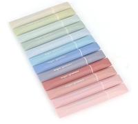 MOTIBACK Evidenziatori Pastello - Set da 12 Penne Evidenziatore a Punta Larga 5mm, Colori Tenui per Studio, Ufficio & Organizzazione, Senza Trapelare (Pendenza)