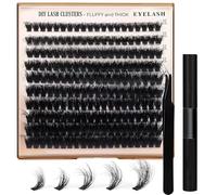 MOTIBACK Extension per ciglia - Fluffy Lash Extension Set 200D Curl Curl Lashes Clusters - Set di 200 extension per ciglia personalizzate con 10 - 18 mm Lash Clusters Lash Bond e Seal and Lash