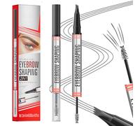 MOTIBACK Microblading - Matita per sopracciglia, 2 in 1, doppia finitura, con punta a 4 denti e pettine, impermeabile, per disegno di capelli naturali (grigio)