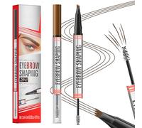 MOTIBACK Microblading - Matita per sopracciglia, 2 in 1, doppia finitura, con punta a 4 denti e pettine, impermeabile, per disegno di capelli naturali (marrone chiaro)
