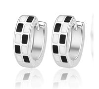 MOTIBACK Orecchini a cerchio a scacchi - nero e bianco griglia, eleganti orecchini vintage a scacchiera per donne, eleganti regali di gioielli (oro/argento), Gemeinsam, Acciaio inossidabile, Nessuna