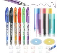 MOTIBACK Set Completo Penne Cancellabili: 6 Penne (6 Colori) + 30 Ricariche + 2 Gomme, 0.5 mm per Scuola Elementare, Biro Termocancellabili