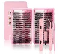 MOTIBACK Set completo per ciglia, 608 pezzi, 30D 40D, extension per ciglia da 10 a 16 mm, con colla doppia, spazzola per ciglia e pinzette, riutilizzabili, per principianti, riutilizzabili