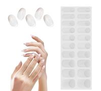 MOTIBACK Set di 20 pellicole adesive per unghie in gel No-UV, colore bianco, semitrasparente, senza lampada UV, manicure istantanea con effetto sfumato (A)