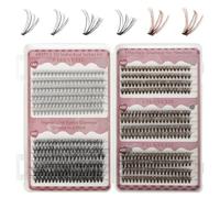 MOTIBACK Set di 480 ciglia, 10D, 30D, 40D, colore nero e marrone, 8-18 mm, extension per ciglia fai da te, mix di colori, per look naturali e delicati, riutilizzabili