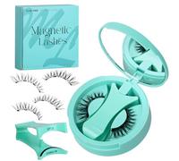 MOTIBACK Set di ciglia magnetiche riutilizzabili, senza colla, con applicatore, custodia e specchio, ciglia nere per un look naturale (8 mm x 30 mm x 13 mm x 13 mm)