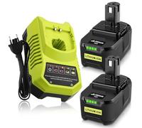 Moticett 2 pezzi batterie di ricambio da 18V 5.5Ah con caricabatterie Batteria di ricambio per Ryobi + caricabatterie 9,6V-18V 3A per Ryobi utensile elettrico P106 P107 P108 P100 P102 P103 Self-Led