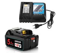 Moticett Batteria di ricambio per Makita 18V 5.5Ah+3A Caricabatterie per Makita 18V BL1850 BL1840 BL1830 BL1820 BL1815 e Caricabatterie DC18RA DC18RC DC18RD (Nero)