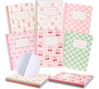 MotiMind 12 Pack Composition Notebooks Back to School College Ruled Lined Paper 120 Pages Floral Bow Plaid Cherry Designs Notebook for First Day of School Female Women Student Supplies, 9.75 x 7.5in