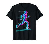 Motion Glitch Art Corsa Maratona Corridore Maratoneta Maglietta