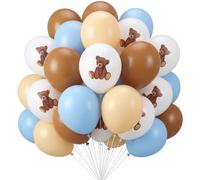 Motionchic 60 palloncini a forma di orsacchiotto, 30,5 cm, in lattice, colore blu e marrone, per compleanno, baby shower, feste di sesso