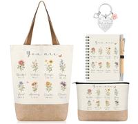 Motipuns 5 pezzi regalo cristiano donna religiosa borsa per il trucco borsa per il trucco notebook portachiavi penna a sfera battesimo bibbia versi regali (cristiano)