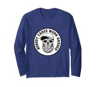 Motivational Bearded Skull Art Nobody Cares Gift for Men Maglia a Manica