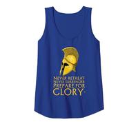 Motivational Inspiring Ancient Greek Spartan Warrior Helmet Canotta, Donna, Blu Reale, M